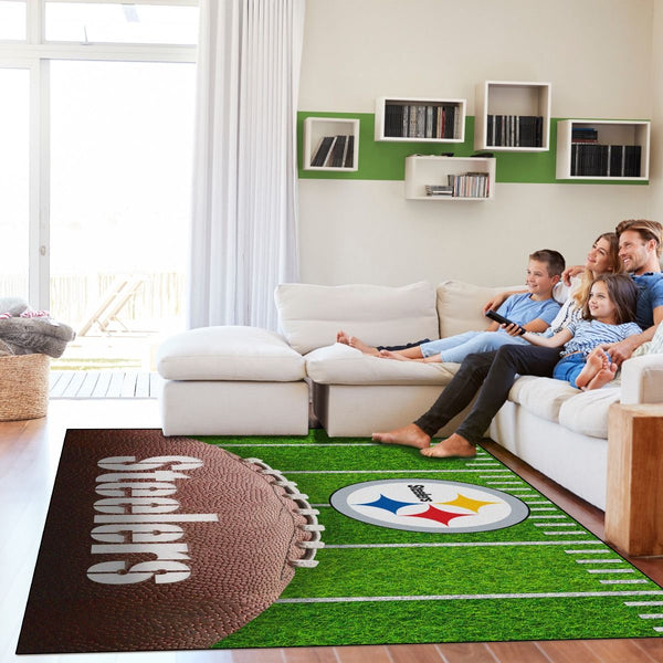 Pittsburgh Steelers 5x7 Football Field Washable Area Rug