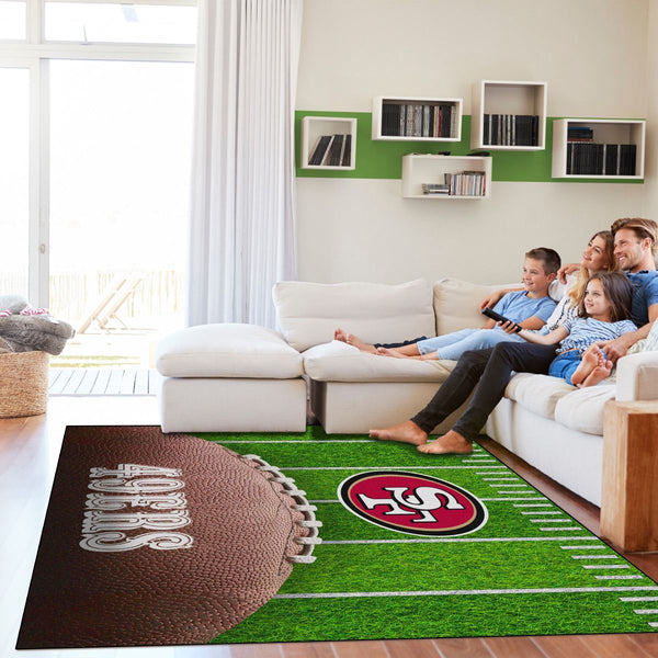 San Francisco 49ers 5x7 Football Field Washable Area Rug