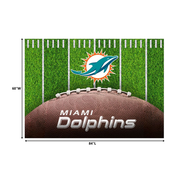 Miami Dolphins 5x7 Football Field Washable Area Rug