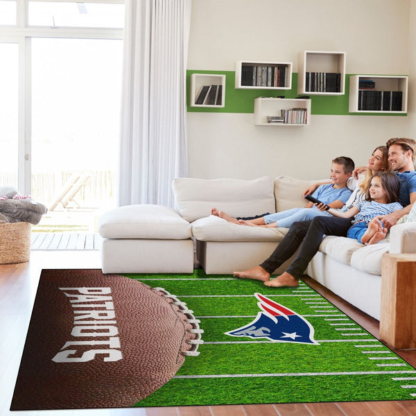 New England Patriots 5x7 Football Field Washable Area Rug