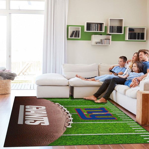 New York Giants 5x7 Football Field Washable Area Rug