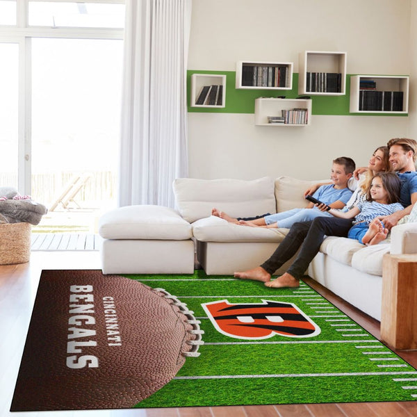 Cincinnati Bengals 5x7 Football Field Washable Area Rug