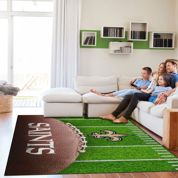 New Orleans Saints 5x7 Football Field Washable Area Rug