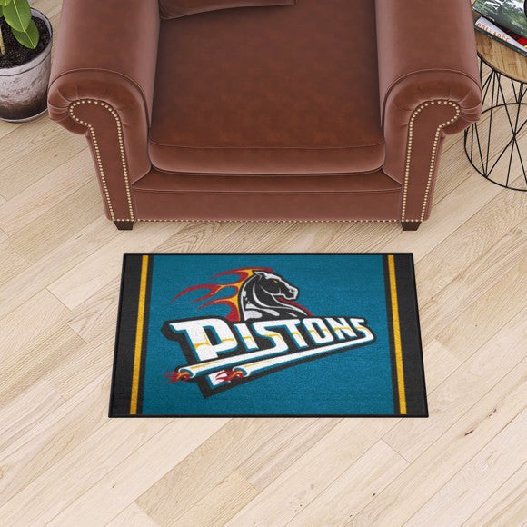Detroit Pistons Starter Mat   Retro Collection with Borders & Pistons Symbol Logo