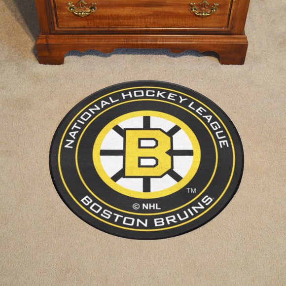 Boston Bruins Puck Mat   Retro Collection Black Mat