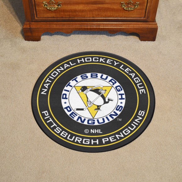Pittsburgh Penguins Puck Mat   Retro Collection with PP Symbol Logo