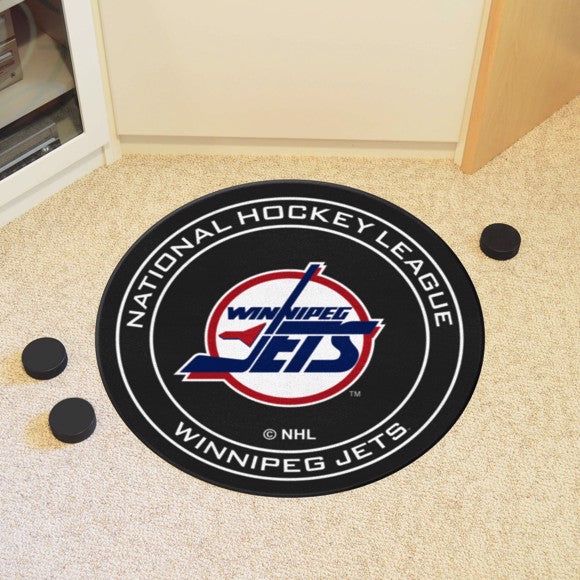 Winnipeg Jets Puck Mat   Retro Collection with WJ Symbol Logo