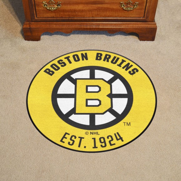 Boston Bruins Roundel Mat   Retro Collection Yellow with B Logo