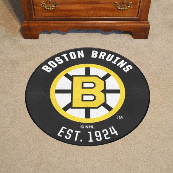 Boston Bruins Roundel Mat   Retro Collection Black with B Logo