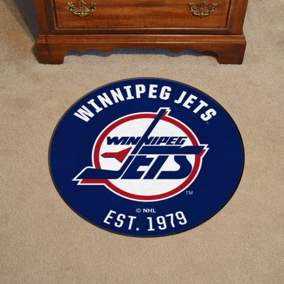 Winnipeg Jets Roundel Mat   Retro Collection with WJ Symbol Logo
