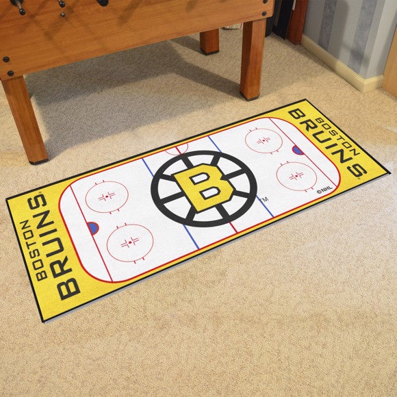 Boston Bruins Rink Runner   Retro Collection Yellow with B Logo