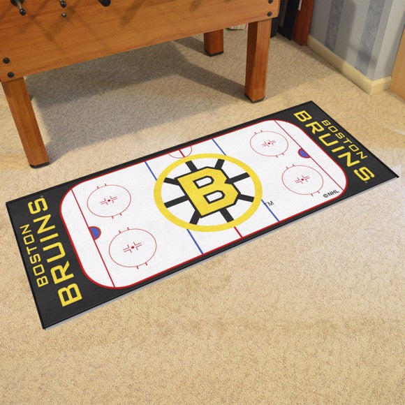 Boston Bruins Rink Runner   Retro Collection Black with B Logo