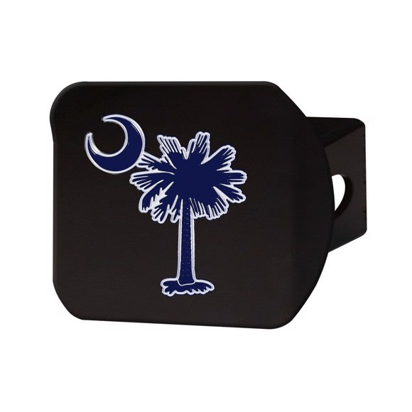 State of South Carolina - Palmetto Tree Blue Color Hitch Cover - Black