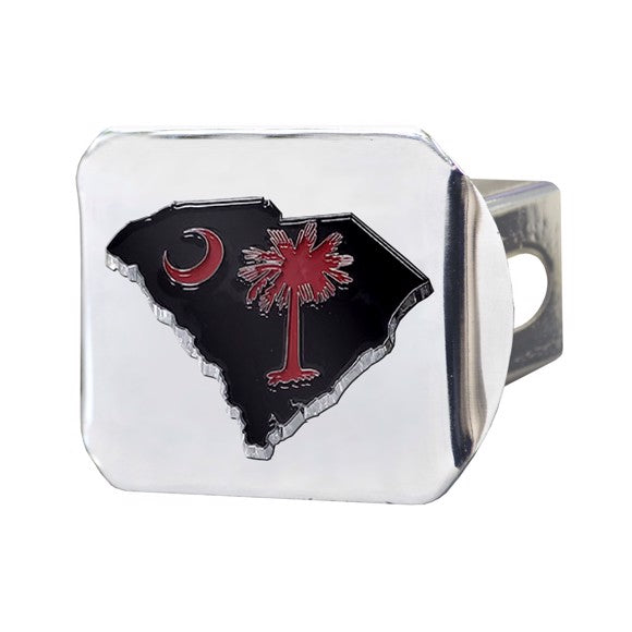 State of South Carolina - Orange Color Hitch Cover - Chrome