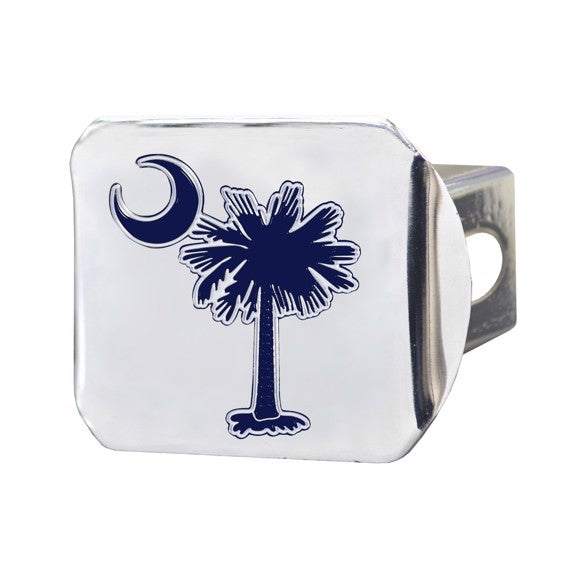 State of South Carolina - Palmetto Tree Blue Color Hitch Cover - Chrome