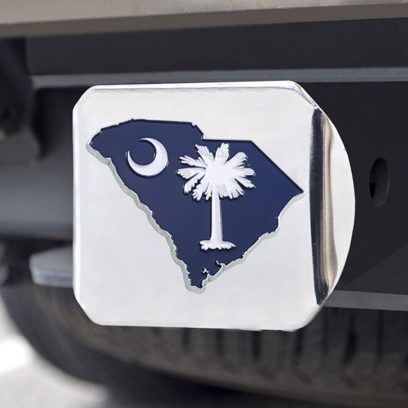 State of South Carolina - Blue Color Hitch Cover - Chrome
