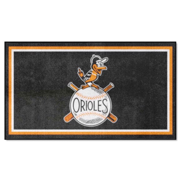 Baltimore Orioles 3ft. x 5ft. Plush Area Rug   Retro Collection with Orioles Logo
