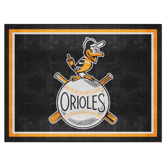 Baltimore Orioles 8ft. x 10 ft. Plush Area Rug   Retro Collection with Orioles Logo