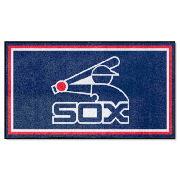 Chicago White Sox 3ft. x 5ft. Plush Area Rug   Retro Collection with Sox & Symbol Logo