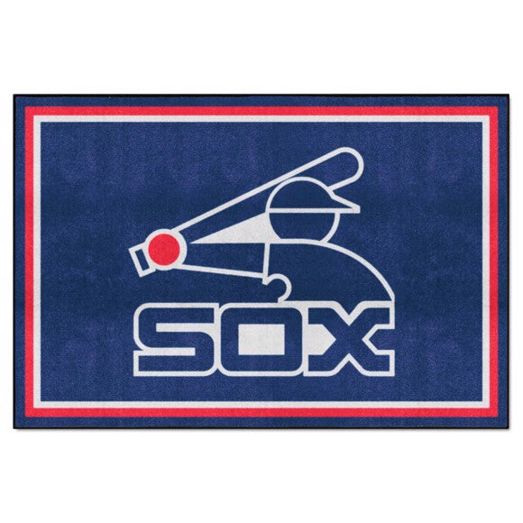 Chicago White Sox 5ft. x 8 ft. Plush Area Rug   Retro Collection with Sox & Symbol Logo