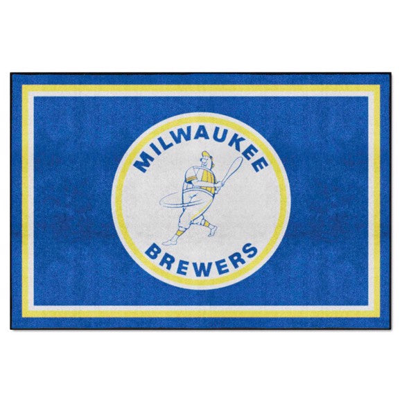 Milwaukee Brewers 5ft. x 8 ft. Plush Area Rug - Retro Collection