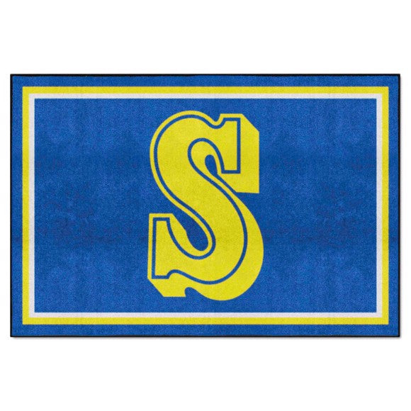 Seattle Mariners 5ft. x 8 ft. Plush Area Rug - Retro Collection