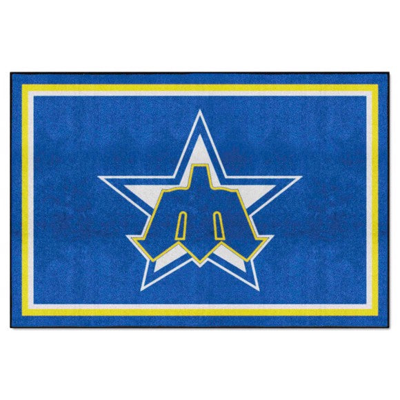 Seattle Mariners 5ft. x 8 ft. Plush Area Rug   Retro Collection with Symbol Logo