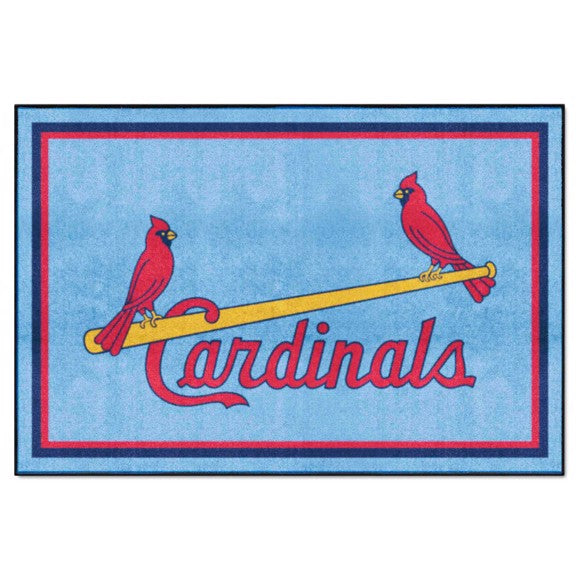 St. Louis Cardinals 5ft. x 8 ft. Plush Area Rug   Retro Collection with Cardinals Symbol Logo