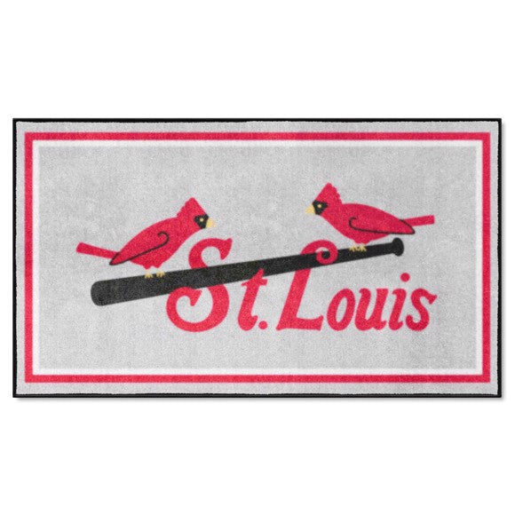 St. Louis Cardinals 3ft. x 5ft. Plush Area Rug   Retro Collection with St. Louis Symbol Logo