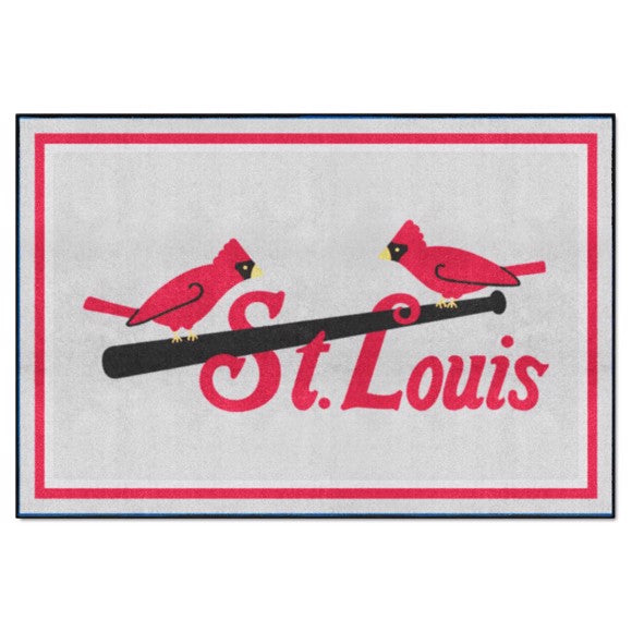 St. Louis Cardinals 5ft. x 8 ft. Plush Area Rug   Retro Collection with St. Louis Symbol Logo