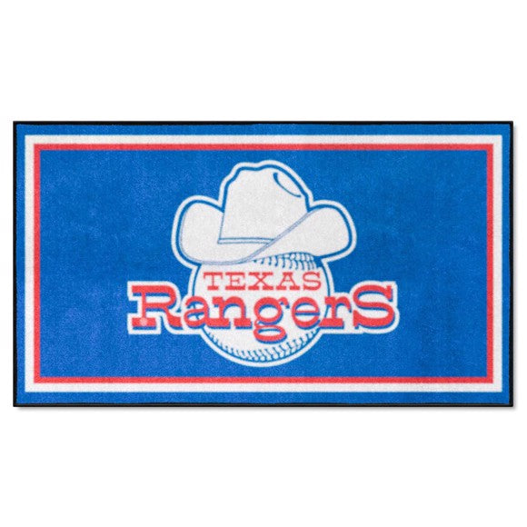 Texas Rangers 3ft. x 5ft. Plush Area Rug   Retro Collection with TR Symbol Logo