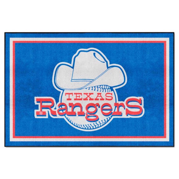 Texas Rangers 5ft. x 8 ft. Plush Area Rug   Retro Collection with TR Symbol Logo