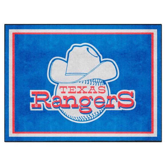 Texas Rangers 8ft. x 10 ft. Plush Area Rug   Retro Collection with TR Symbol Logo