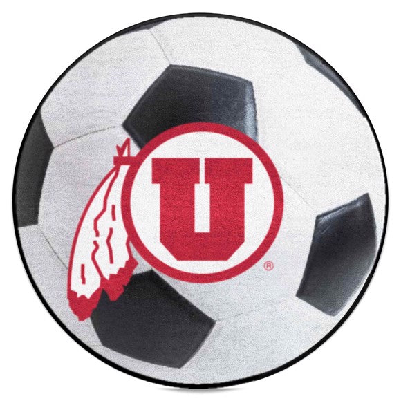 Utah Utes Soccer Ball Rug   27in. Diameter with U Symbol Logo