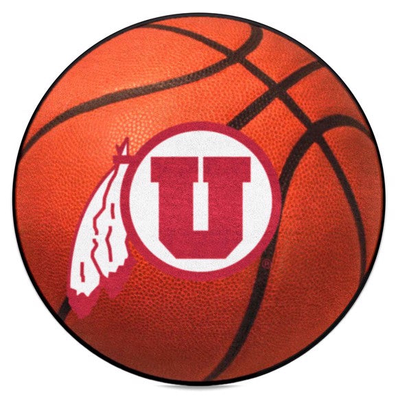 Utah Utes Basketball Rug   27in. Diameter with U Symbol Logo