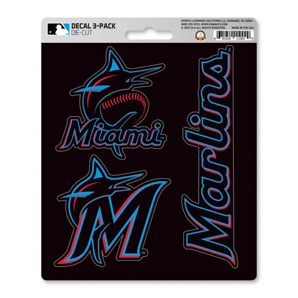 Miami Marlins 3 Piece Decal Sticker Set