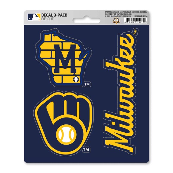 Milwaukee Brewers 3 Piece Decal Sticker Set