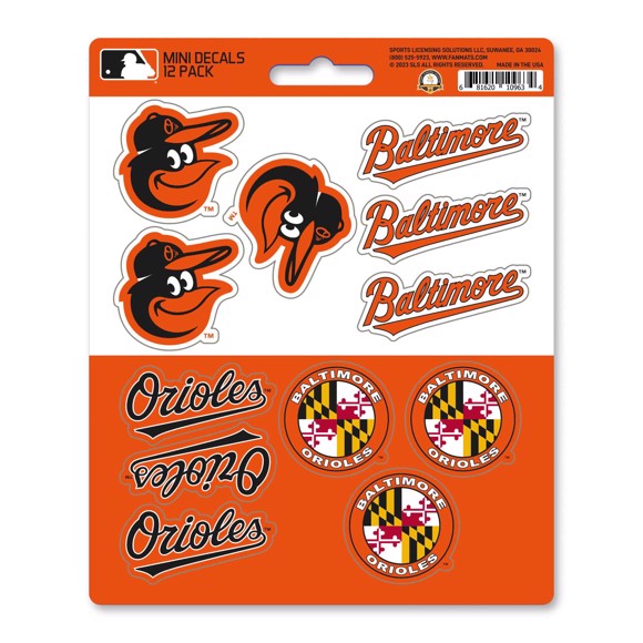 Baltimore Orioles 12 Count Mini Decal Sticker Pack