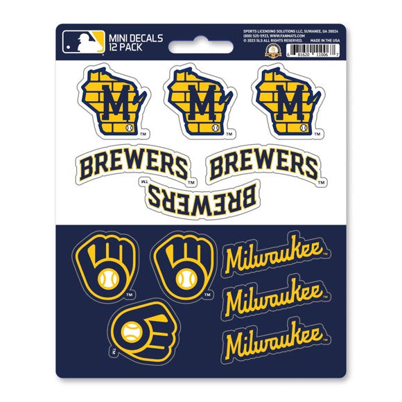 Milwaukee Brewers 12 Count Mini Decal Sticker Pack