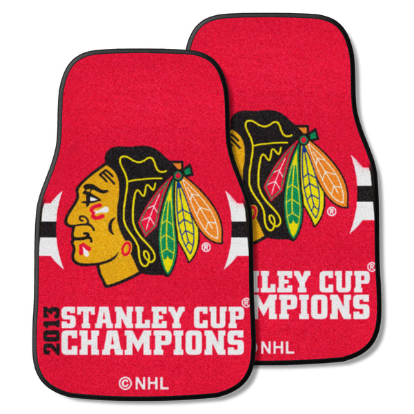 NHL - Chicago Blackhawks 2-pc Carpet Car Mat Set with 2013 Stanley Cup Champions Logo