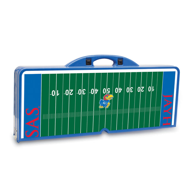 Kansas Jayhawks - Football Field - Picnic Table Portable Folding Table with Seats, (Royal Blue)