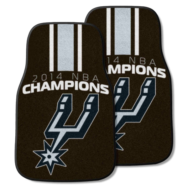 NBA - San Antonio Spurs 2-pc Carpet Car Mat Set with 2014 NBA Champions Logo