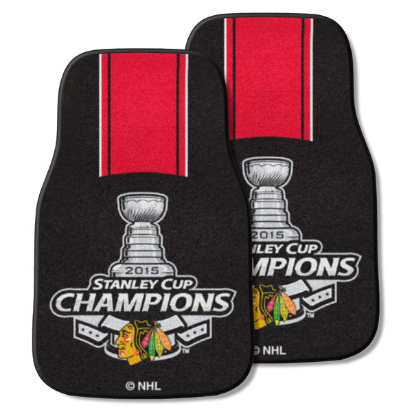 NHL - Chicago Blackhawks 2-pc Carpet Car Mat Set with 2015 Stanley Cup Champions Logo