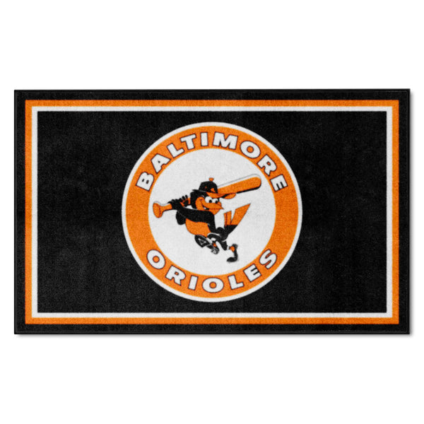 MLBCC - Baltimore Orioles 4x6 Rug with Mascot Symbol Logo