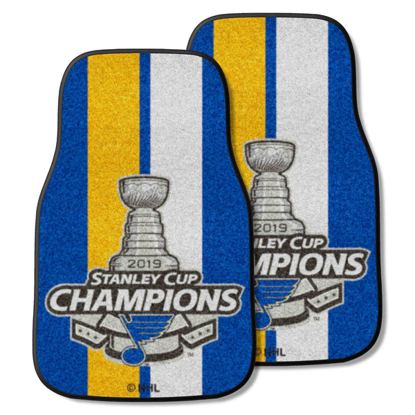 NHL - St. Louis Blues 2-pc Carpet Car Mat Set with 2019 Stanley Cup Champions Logo