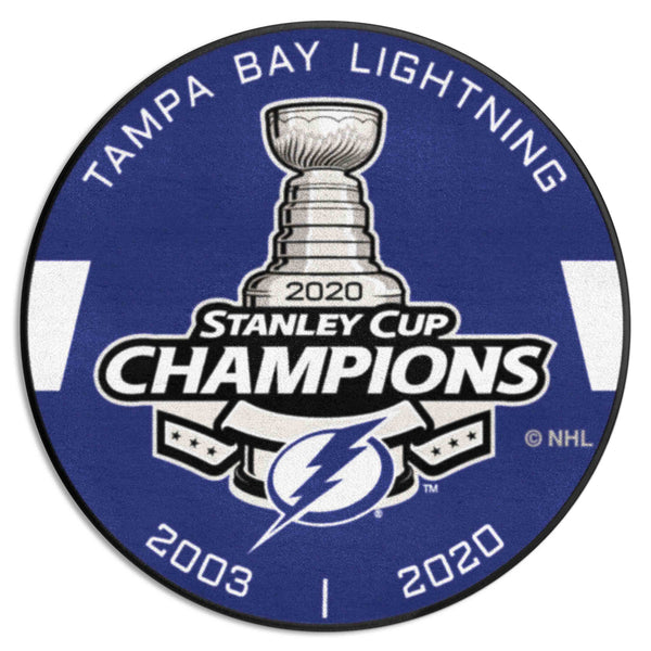 NHL - Tampa Bay Lightning Puck Mat with 2020 Stanley Cup Champions Logo & Team Name