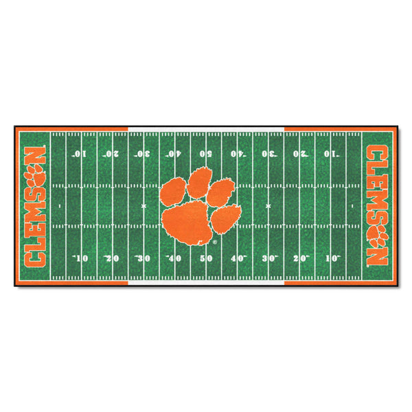 Clemson University Football Field Runner with CU Paw and Name Logo