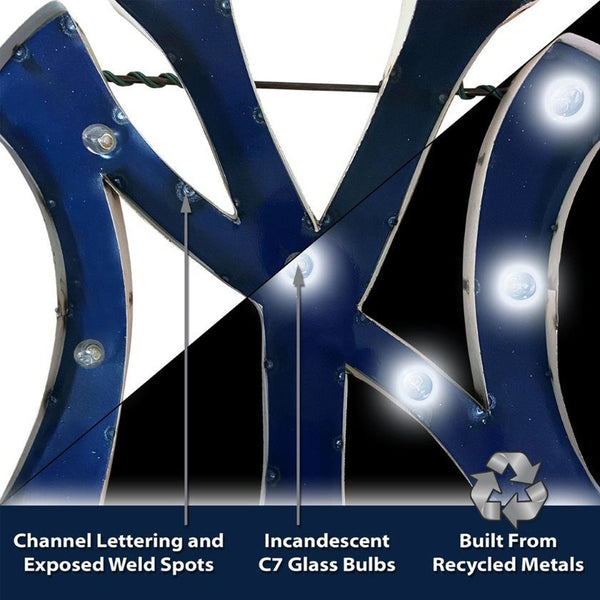 New York Yankees Recycled Metal Logo Lighted Sign