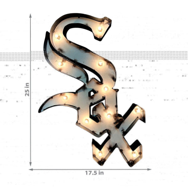 Chicago White Sox Recycled Metal Logo Lighted Sign