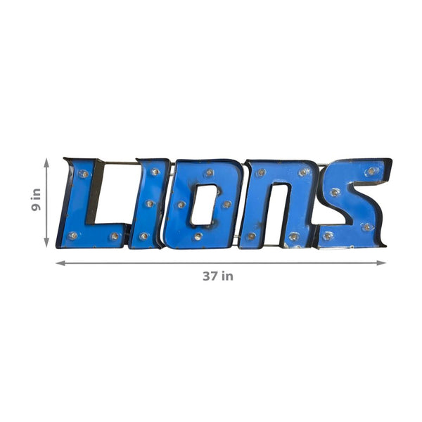 Detroit Lions Recycled Metal Lighted Sign